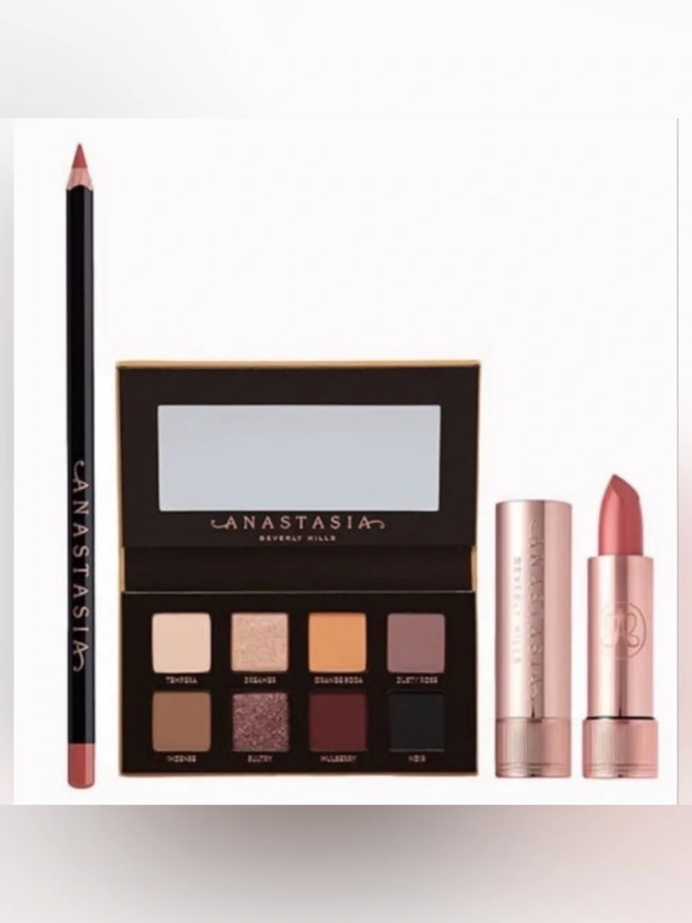 Anastasia Beverly Hills Bundle Soft Glam Dusty Rose Lip Liner Lipstick Brand New